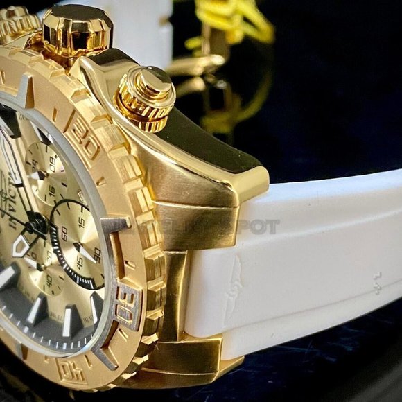 NEW Invicta Aviator 49MM Gold Dial Quartz Silicone Strap Watch - Picture 10 of 12